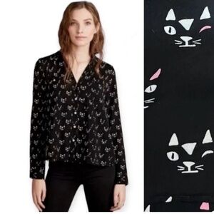 Maeve Black and Pink Cat Pattern Top
Halloween